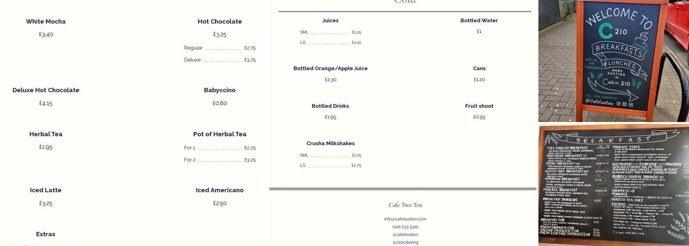 Cafe Two Ten Menu