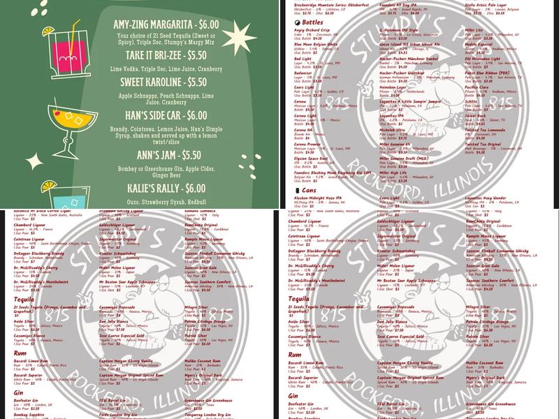 Stumpy's Pub Menu