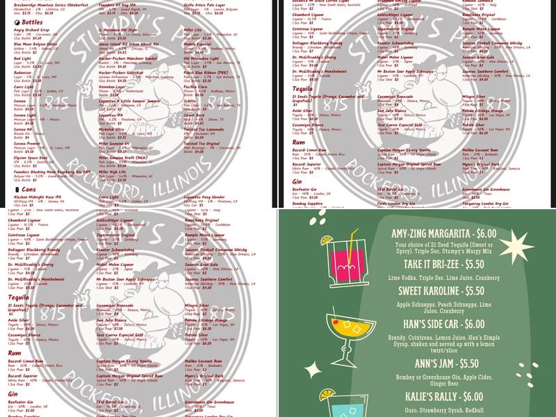 Stumpy's Pub Menu