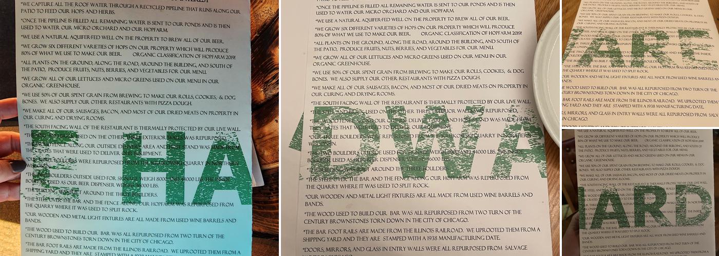 Hardware Sustainable Gastropub and Brewery Menu