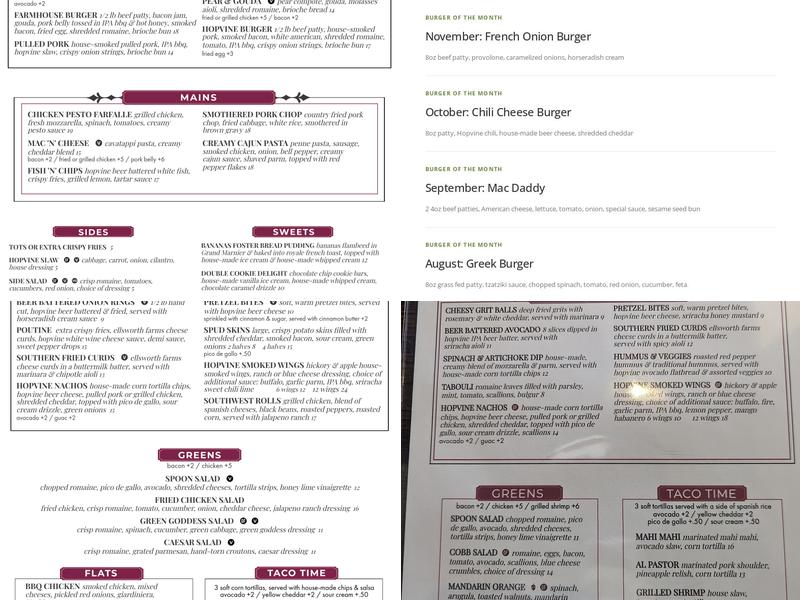 Hopvine Brewing Company Menu