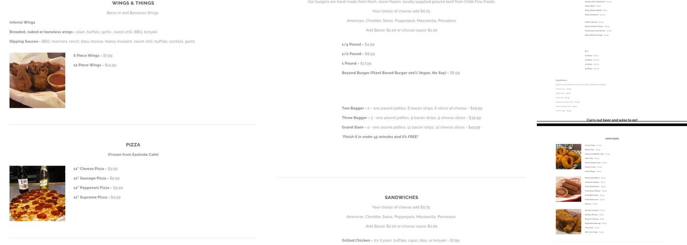 TR's Front Row On Greenwood Menu