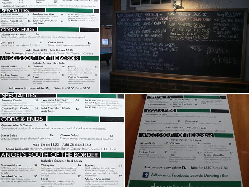 Downing's Menu