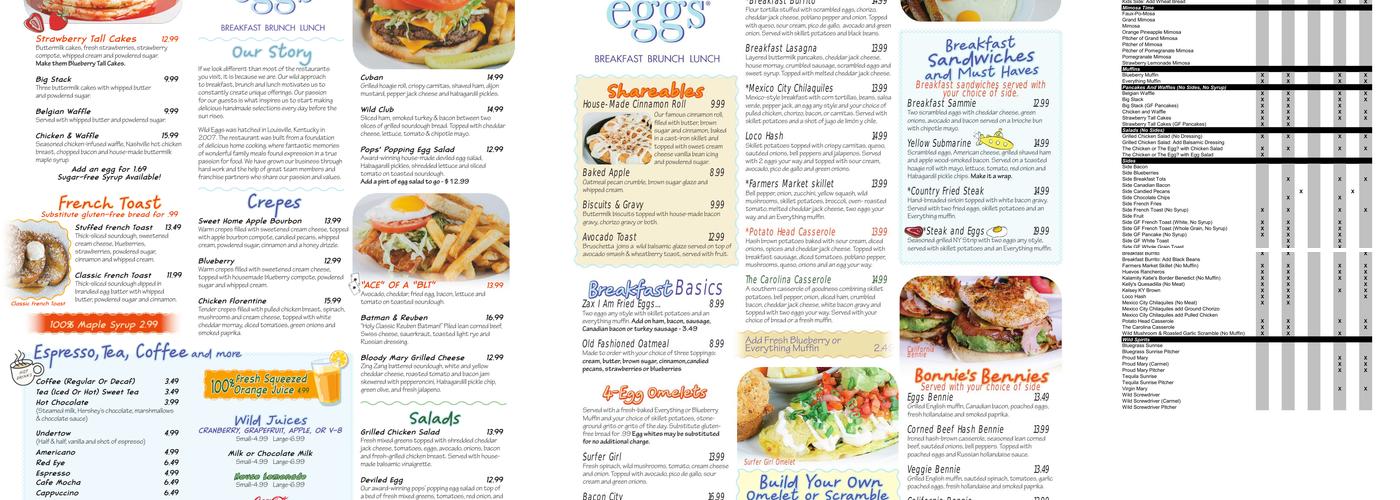 Wild Eggs Menu