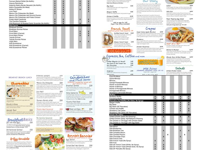 Wild Eggs Menu