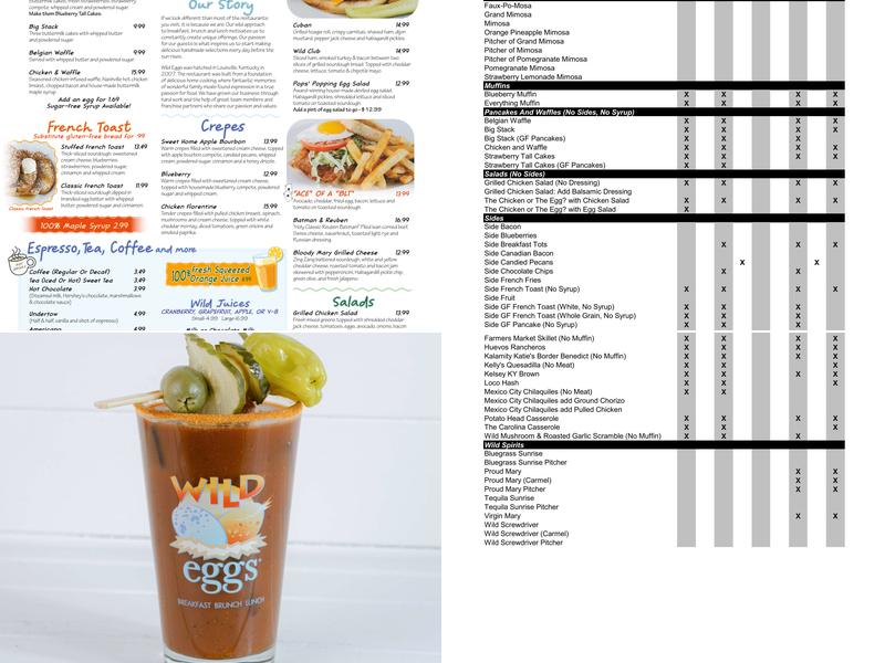 Wild Eggs Menu