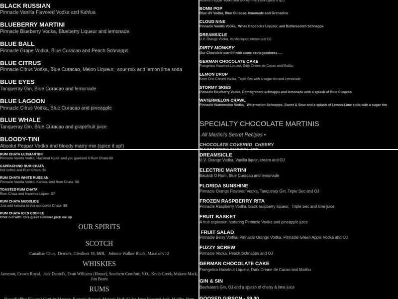 Martinis On Water Street Menu