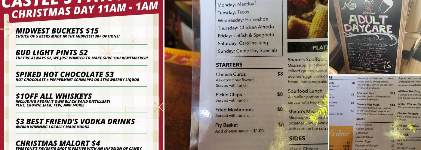 Castle's Patio Inn Menu