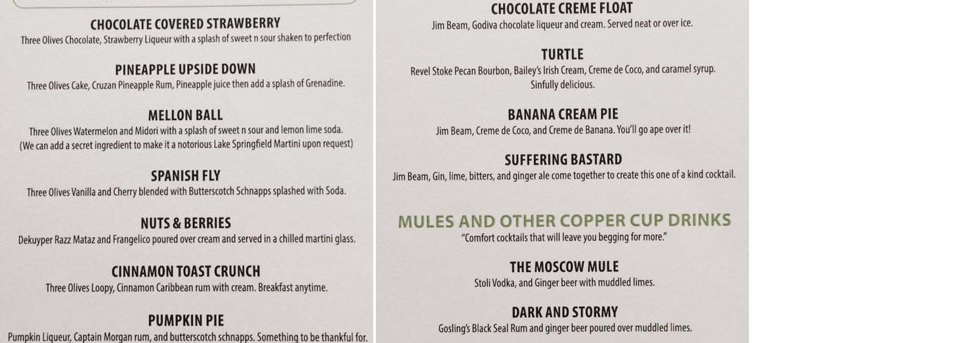 Always After Five Menu