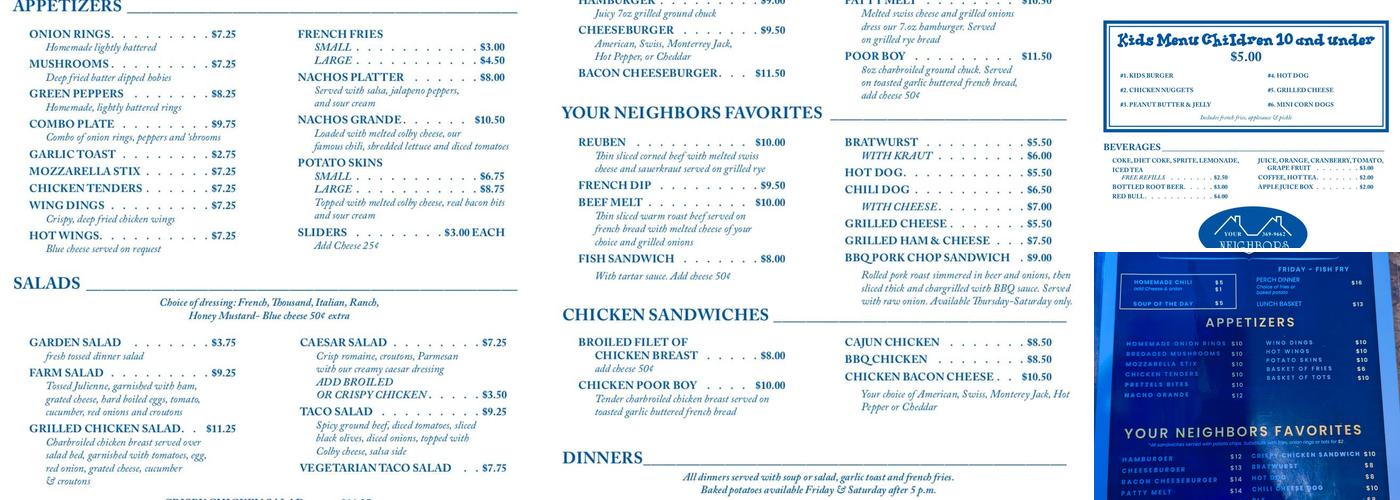 Your Neighbors Menu