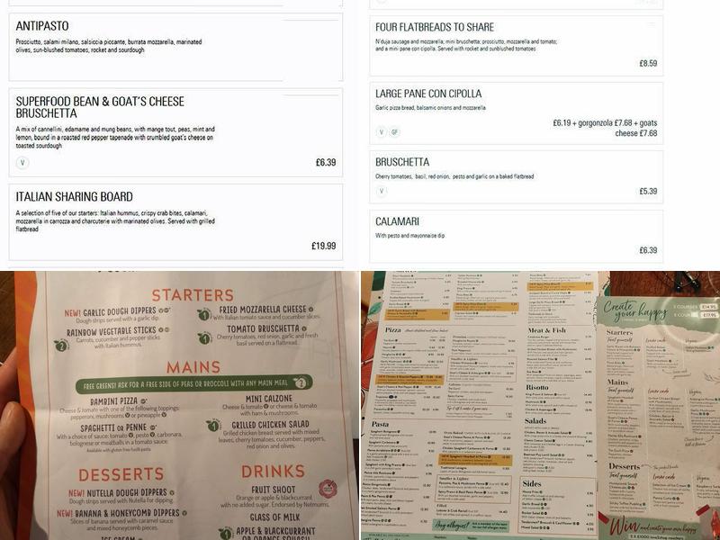 Prezzo Italian Restaurant London Victoria Menu
