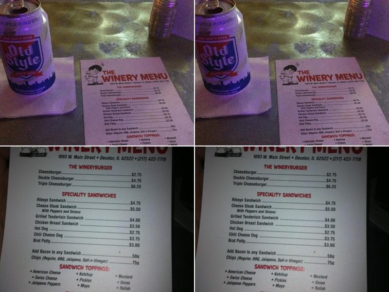 Winery Bar Menu