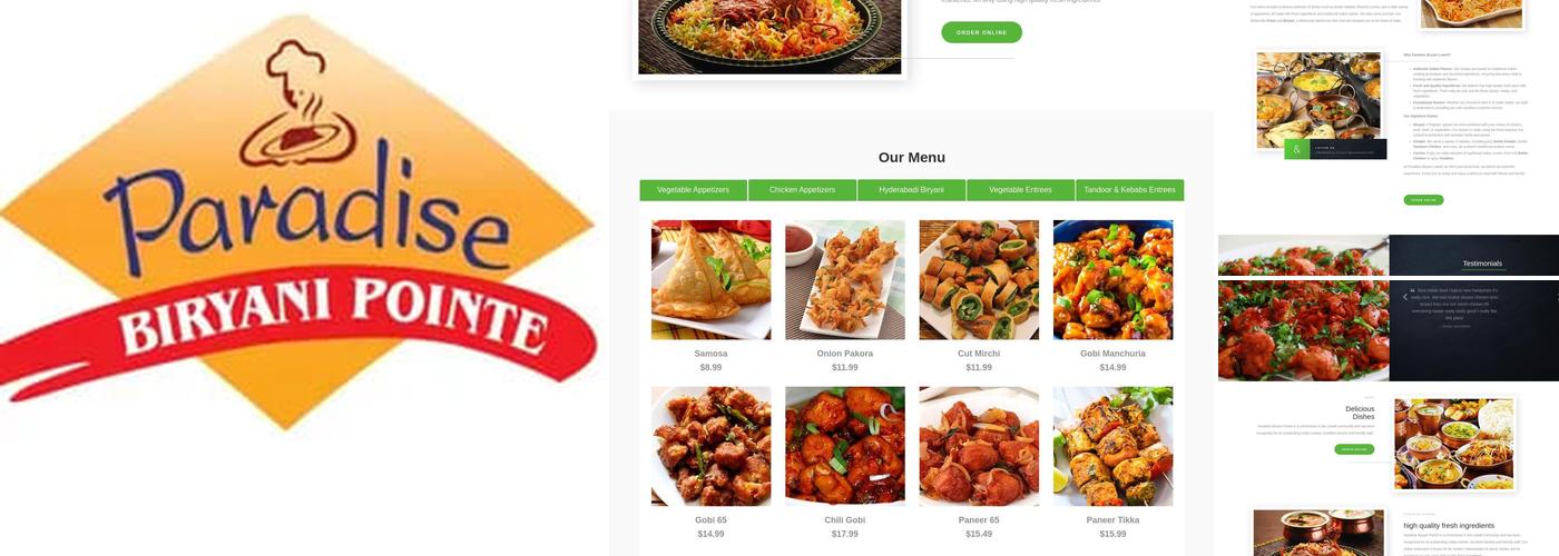 Paradise Biryani Pointe Menu