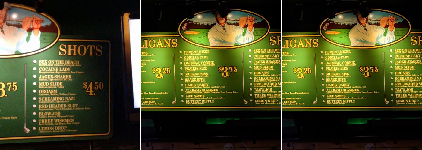 Mulligans Menu