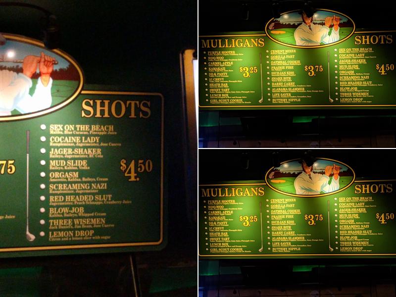 Mulligans Menu