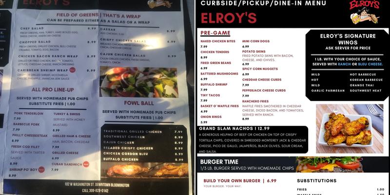 Elroy's Menu