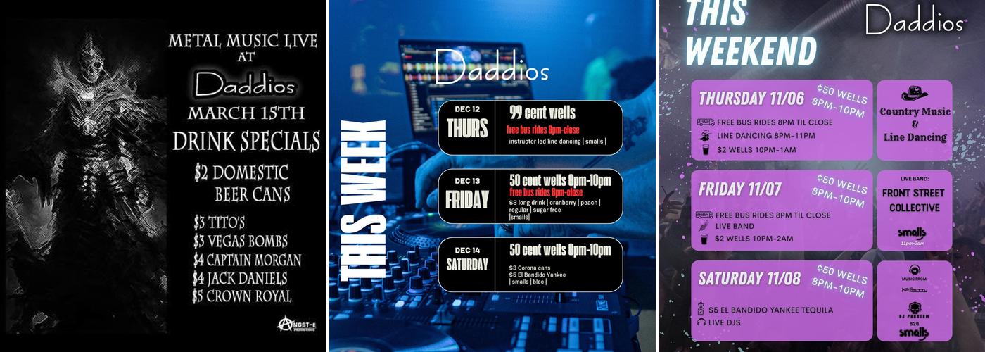 Daddios Menu