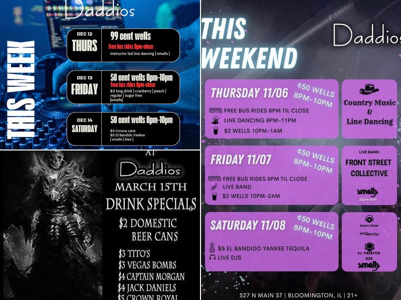 Daddios Menu