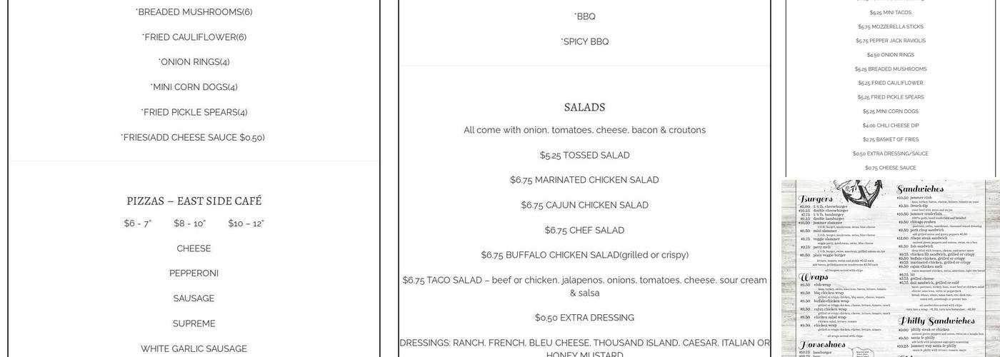 The Windjammer Lounge Menu