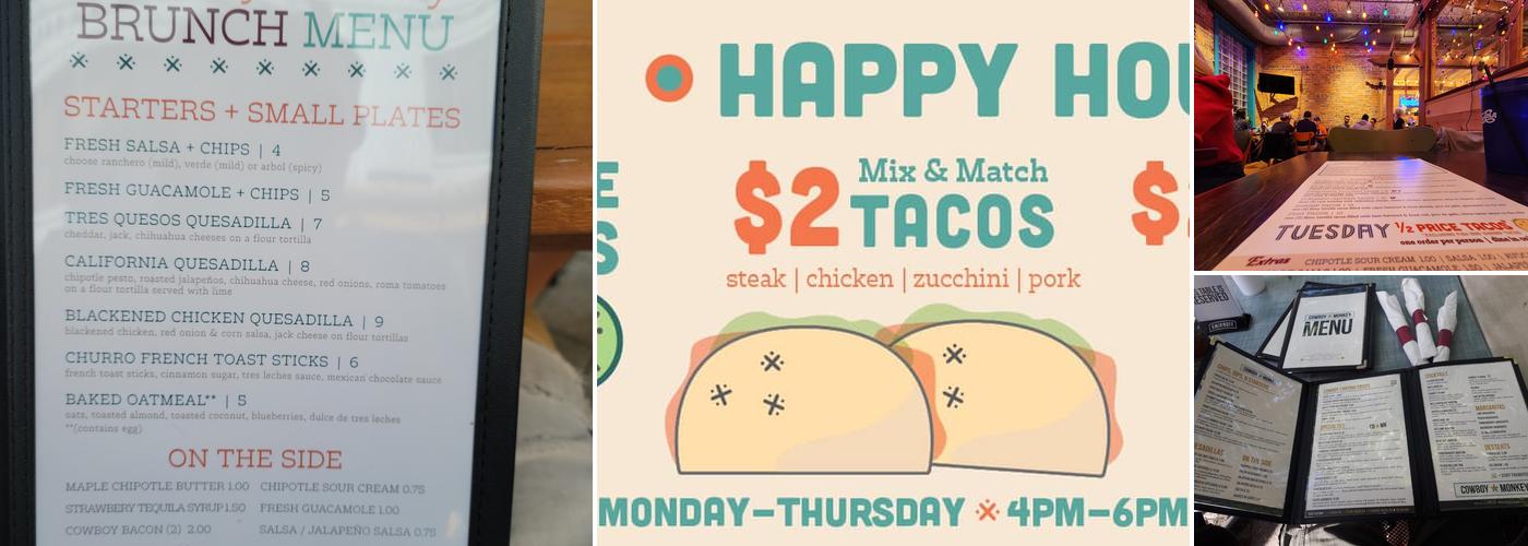 Cowboy Monkey Menu
