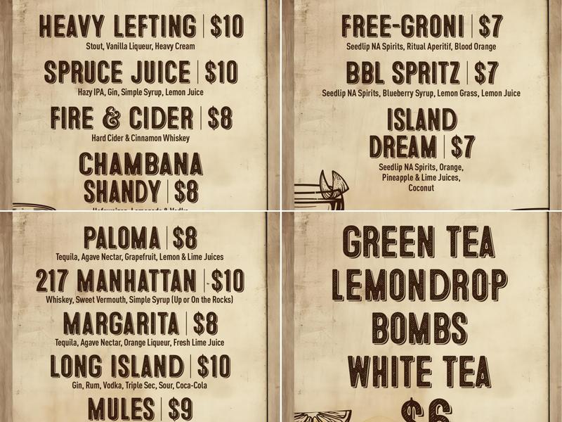 Pour Bros. Craft Taproom Menu