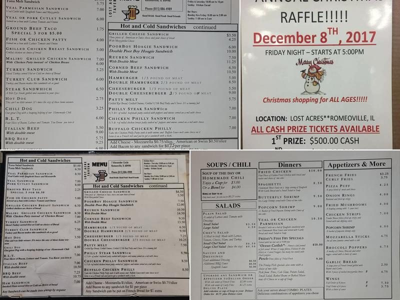 Lost Acre Tavern Menu