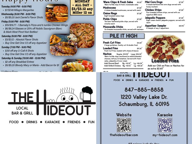 The Hideout Menu