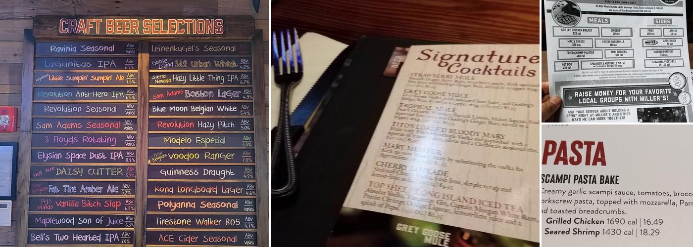 Miller's Ale House Menu