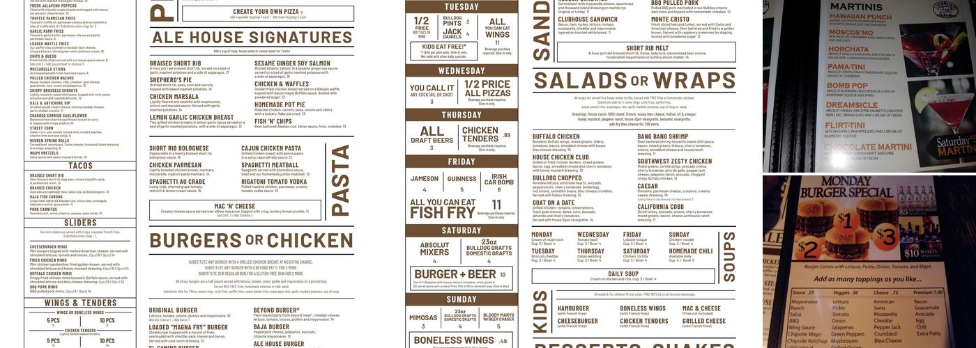 Bulldog Ale House Menu