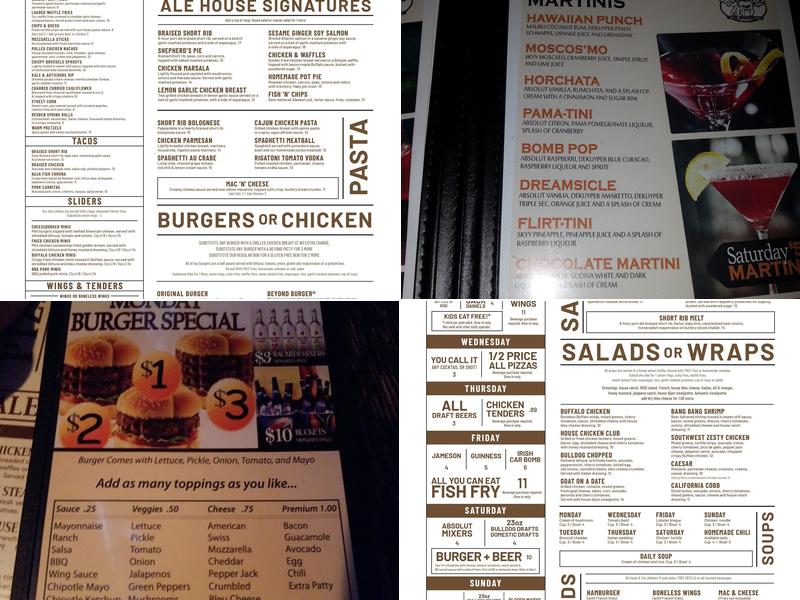 Bulldog Ale House Menu
