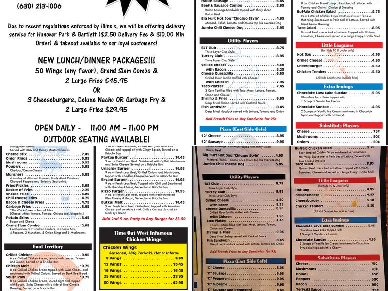 Time Out Sports Pub Menu