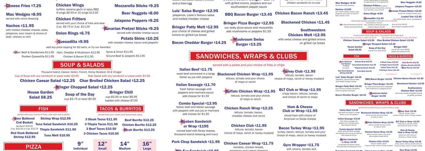 Bringer Inn Menu