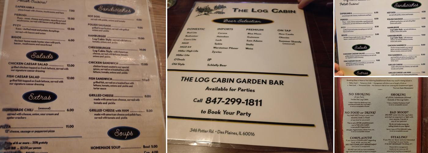 Log Cabin Bar Menu
