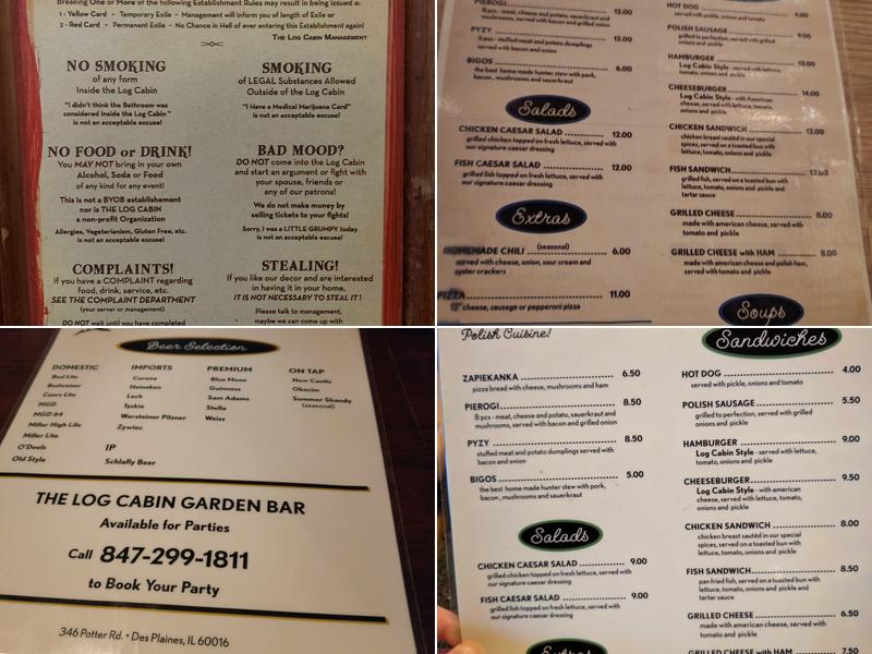 Log Cabin Bar Menu