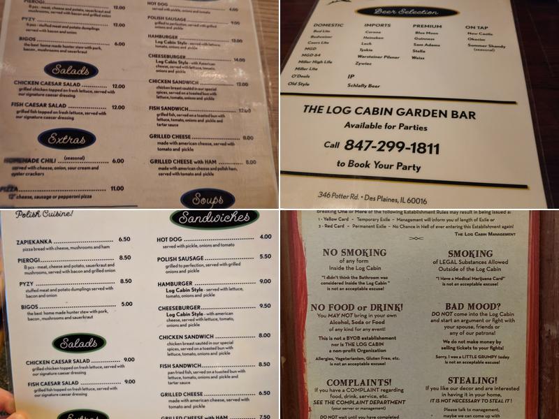 Log Cabin Bar Menu