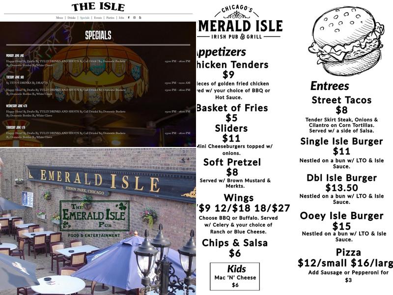 Emerald Isle Menu