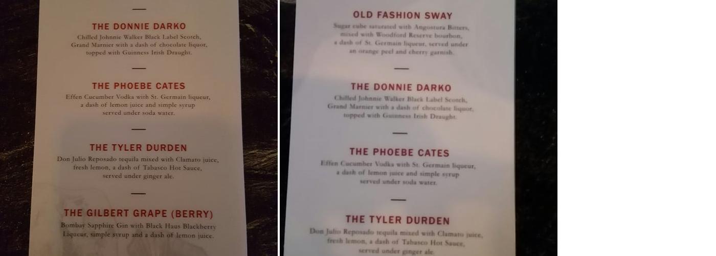 SWAY BAR Menu