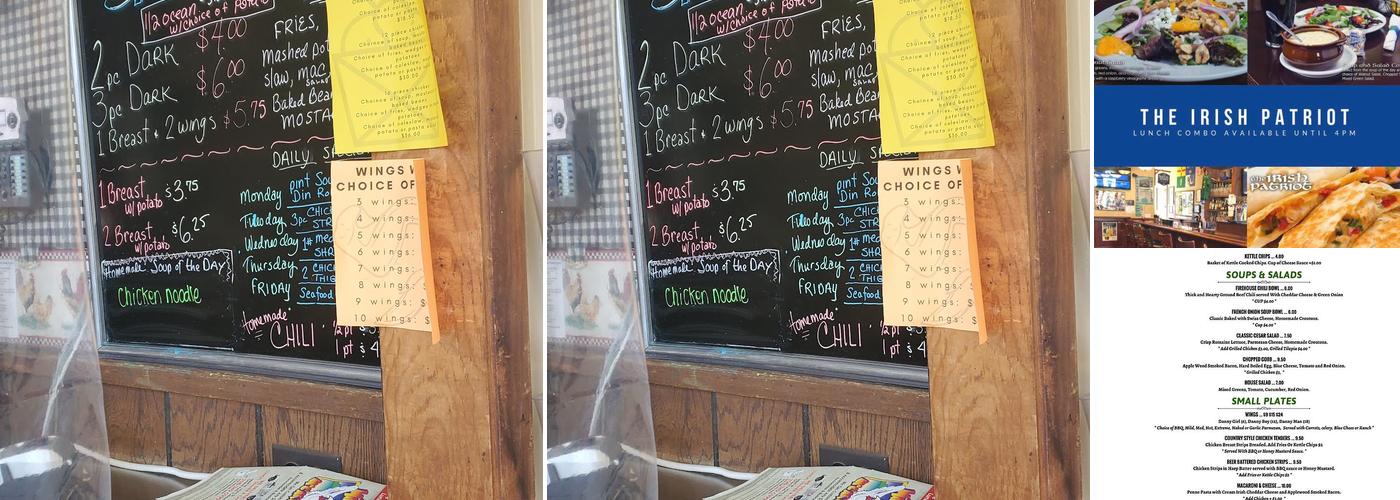 The Irish Patriot Menu