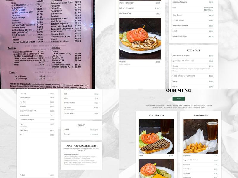 B J Mc Mahon's Menu