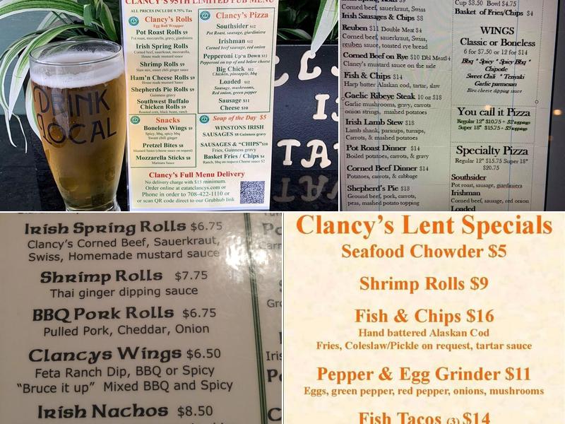 Clancy's Pizza Pub Menu