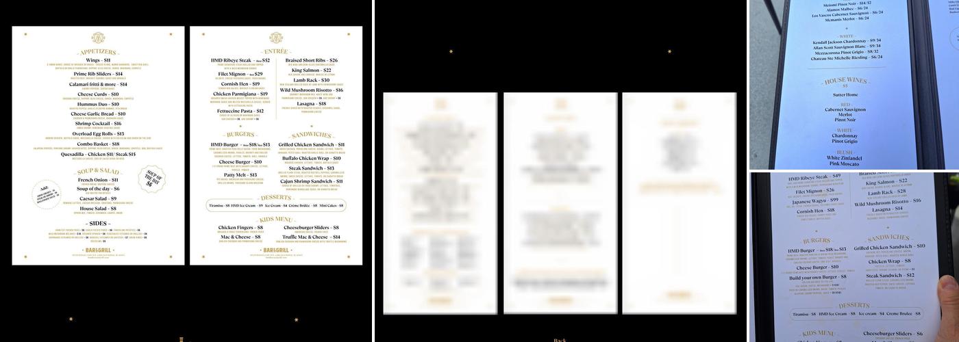 HMD Bar and Grill Menu