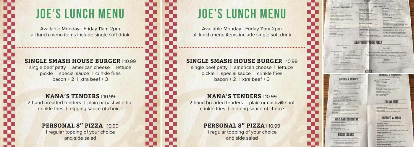 Joe's Pub Menu