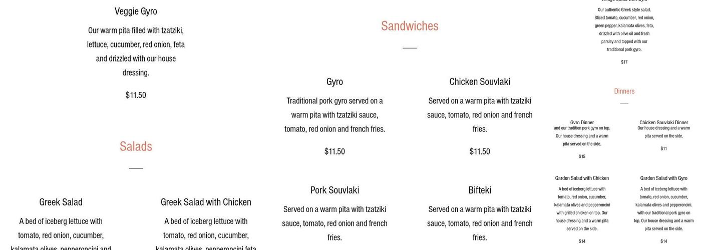 Effie's Kitchen Menu