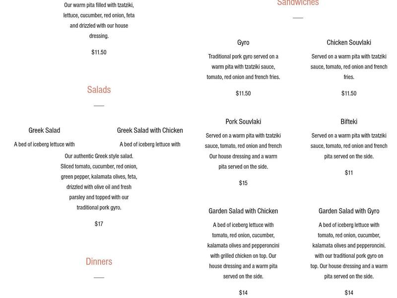 Effie's Kitchen Menu