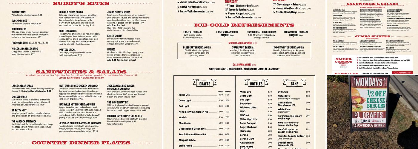 Buddy's Bites N Brews Menu