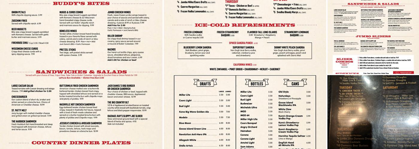 Buddy's Bites N Brews Menu