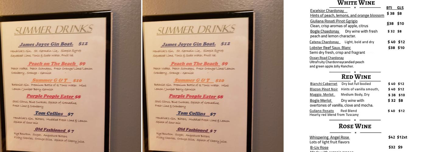 James Joyce Irish Pub Menu