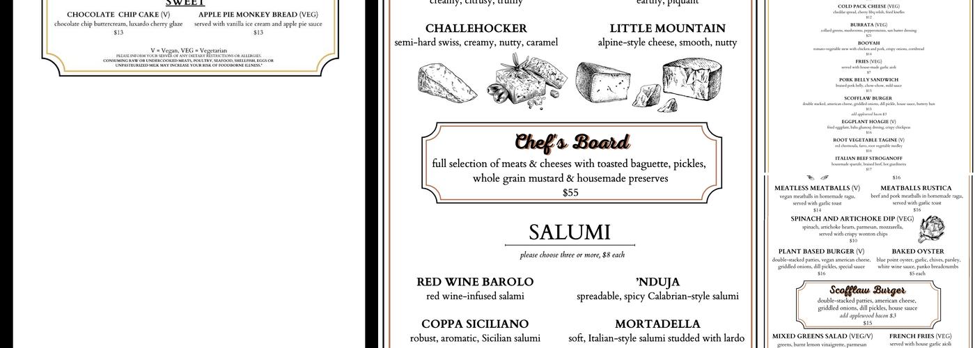Scofflaw Menu
