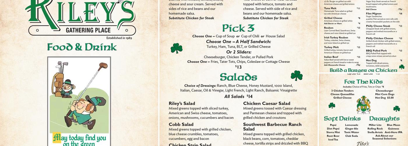 Riley's Gathering Place Menu