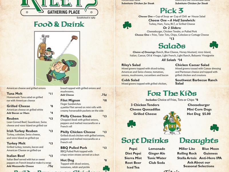 Riley's Gathering Place Menu